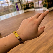 bracelet jonc maille cubaine acier inoxydable plaqué or