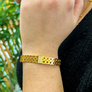 bracelet jonc maille cubaine acier inoxydable plaqué or
