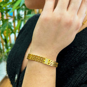 bracelet jonc maille cubaine acier inoxydable plaqué or