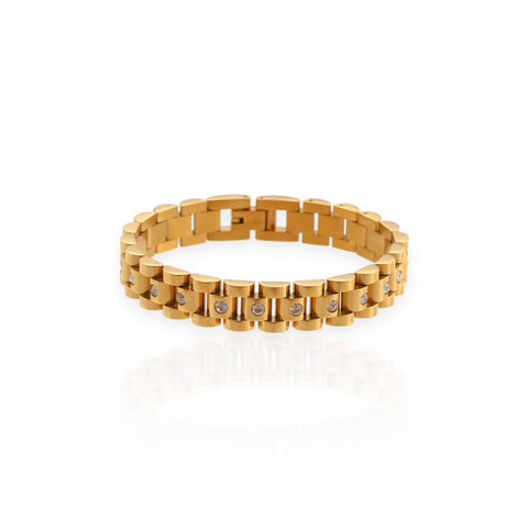 bracelet montre acier inoxydable plaqué or
