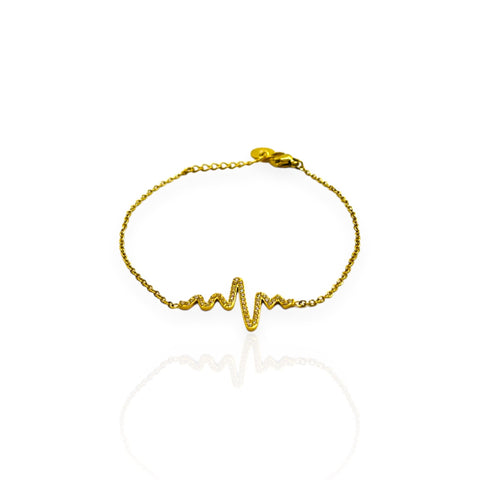 Bracelet battement de coeur en acier inoxydable incrusté pierres de zircon