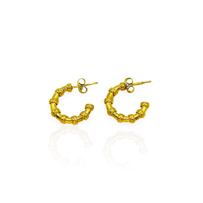 boucles d'oreilles créoles gravées acier inoxydable plaqué or