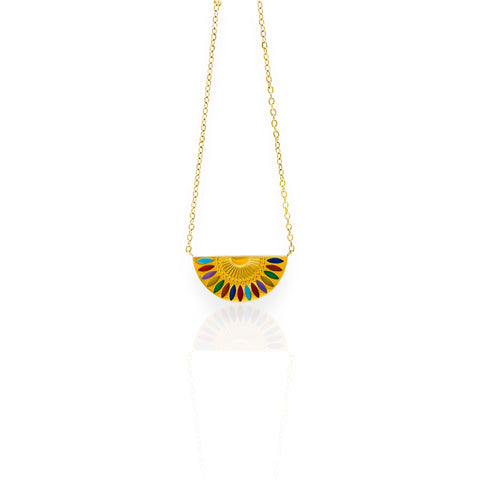 collier multi-color acier inoxydable plaqué or