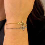 Bracelet battement de coeur en acier inoxydable incrusté pierres de zircon