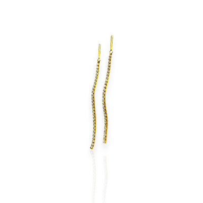 boucles d'oreilles pendantes Ornées de strass et plaquées en or acier inoxydable 