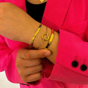 bracelet forme coeur acier inoxydable plaqué or 