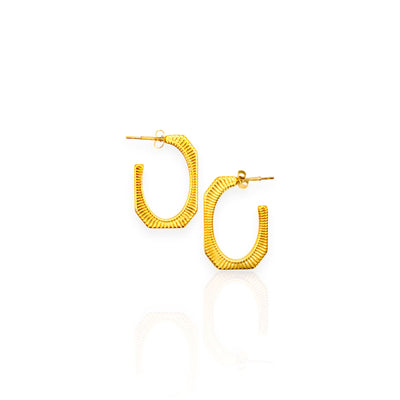 boucles d’oreilles créoles gravées en acier inoxydable plaqué or