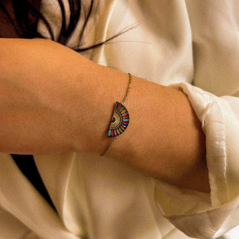 bracelet multicolore acier inoxydable plaqué or