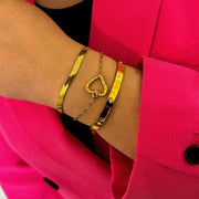 bracelet forme coeur acier inoxydable plaqué or 