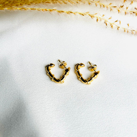boucles d'oreilles acier inoxydable plaqué or gravée