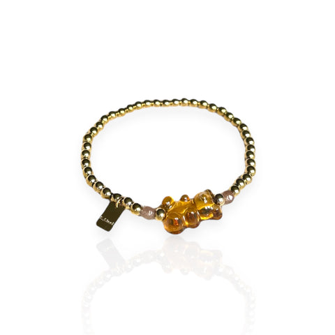 bracelet nounours teddy acier inoxydable plaqué or 