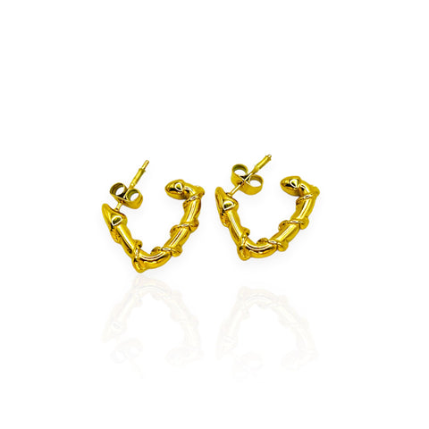 boucles d'oreilles acier inoxydable plaqué or gravée