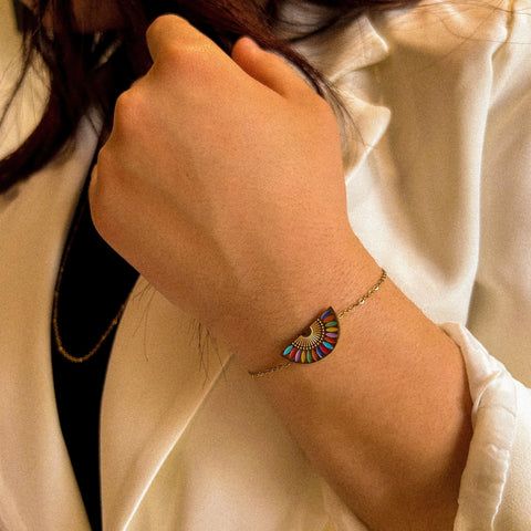 bracelet multicolore acier inoxydable plaqué or