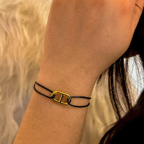 bracelet cordon acier inoxydable plaqué or