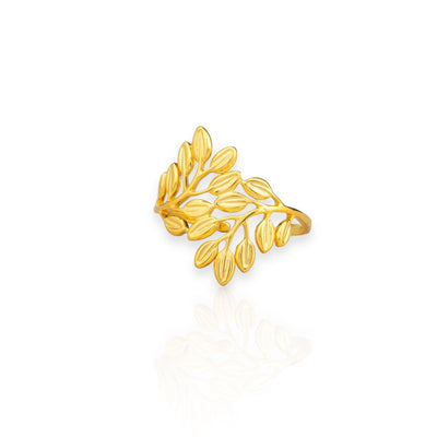 bague fleur acier inoxydable plaqué or