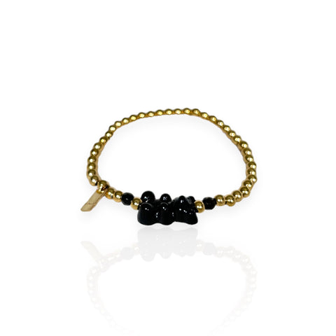bracelet nounours teddy acier inoxydable plaqué or 