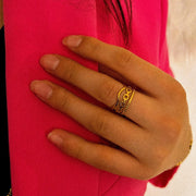 bague plaqué or acier inoxydale forme couronne 