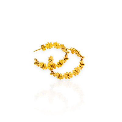 boucles d'oreilles fleurs acier inoxydable plaqué or