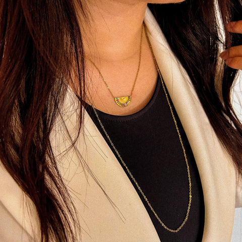 collier multi-color acier inoxydable plaqué or
