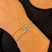 Bracelet battement de coeur en acier inoxydable incrusté pierres de zircon