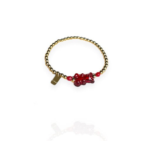 bracelet nounours teddy acier inoxydable plaqué or 
