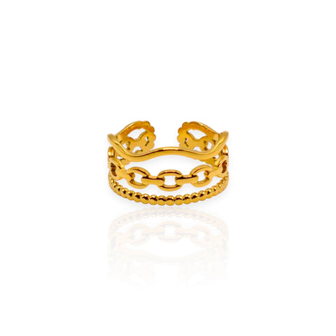 bague plaqué or acier inoxydale forme couronne 