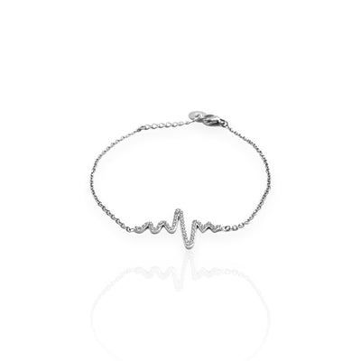 Bracelet battement de coeur en acier inoxydable incrusté pierres de zircon