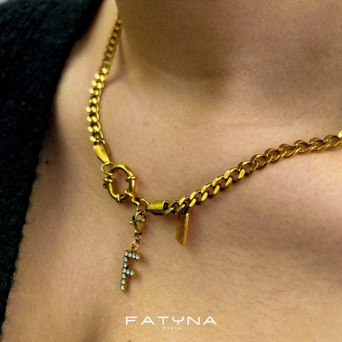 Collier personnalisable lettre en plaqué or acier inoxydable