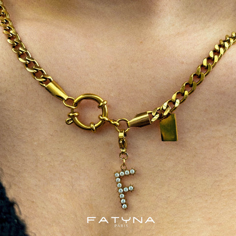 Collier personnalisable lettre en plaqué or acier inoxydable
