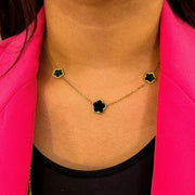 collier trèfle acier inoxydable plaqué or fatyna paris