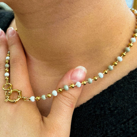 collier perle en acier inoxydable