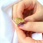 bague fleur acier inoxydable plaqué or