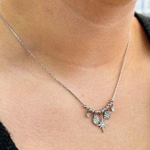 collier plaqué or soleil et étoile
