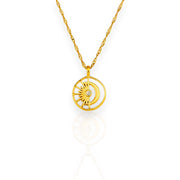 Collier lune et soleil en acier inoxydable plaqué or