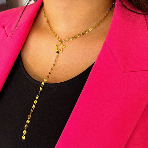 collier cravate en acier inoxydable plaqué or