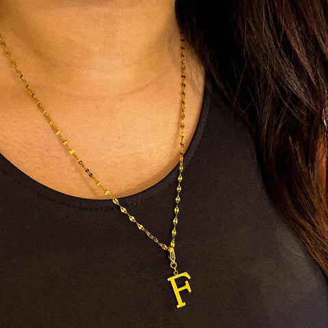collier personnalisable lettre en acier inoxydable plaqué or