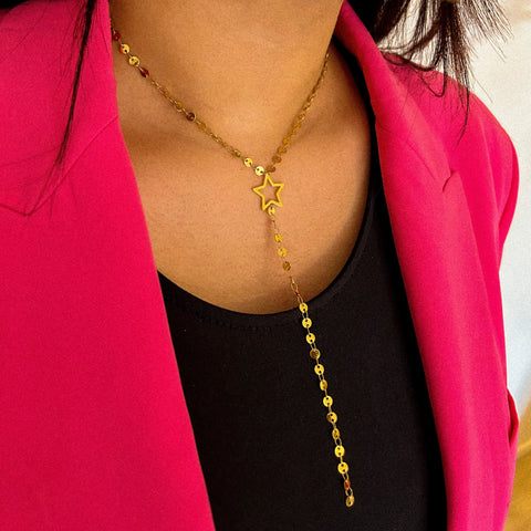 collier cravate en acier inoxydable plaqué or