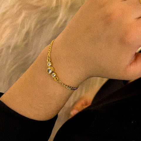 bracelet en acier inoxydable sublime plaqué or