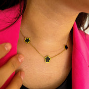 collier trèfle acier inoxydable plaqué or fatyna paris