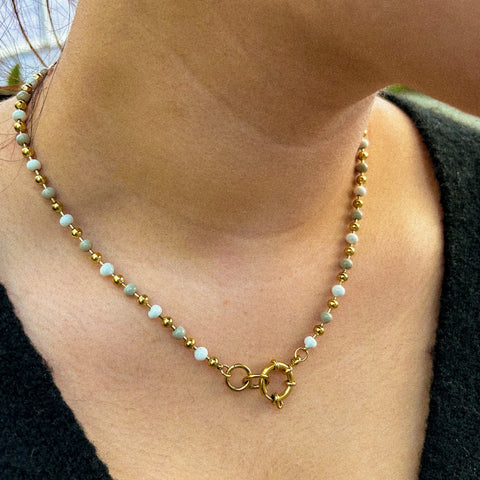 collier perle en acier inoxydable