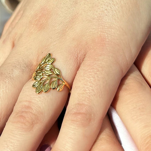 bague fleur acier inoxydable plaqué or