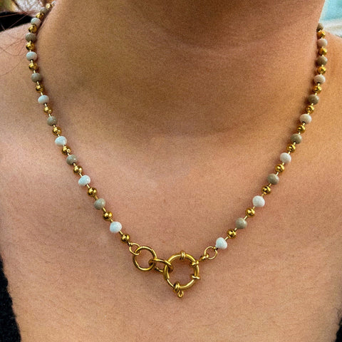 collier perle en acier inoxydable