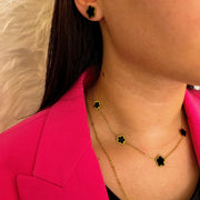 collier trèfle acier inoxydable plaqué or fatyna paris
