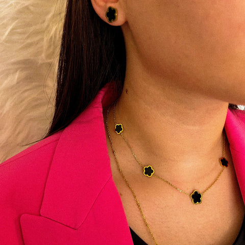 collier trèfle acier inoxydable plaqué or fatyna paris